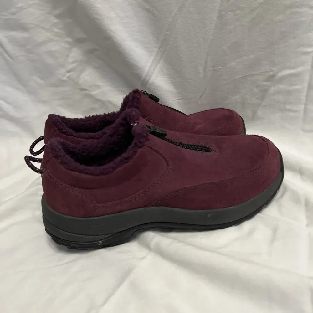 LL Bean Women's Maroon Size 7 Medium Comfort Mocs Slip On Shoe Zip